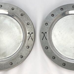 Pewtarex 7.5" Pewter Golf Dinner Plate Tray Platter Lot Of 2 Colonial York PA